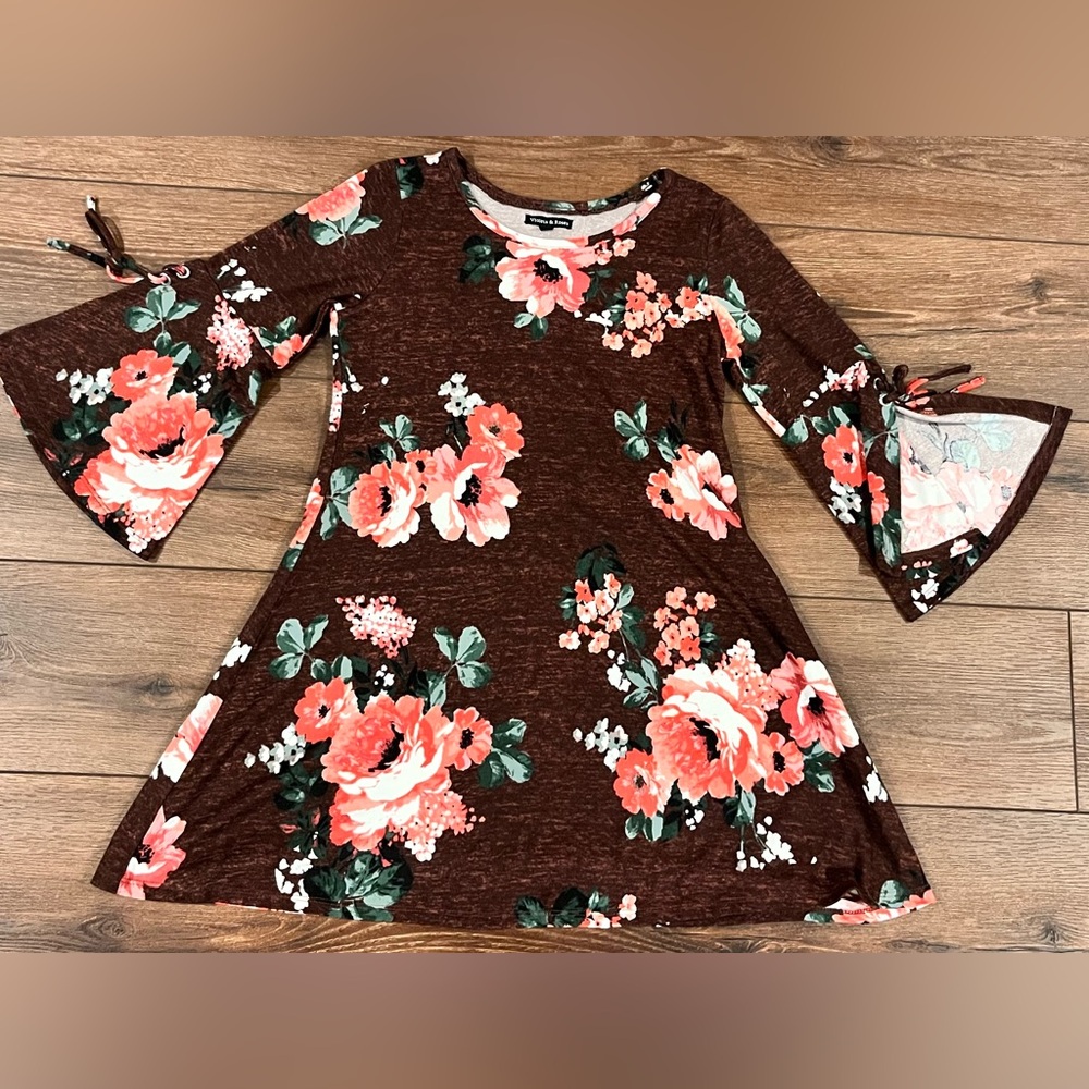 Violets and Roses Floral Dress Size 12